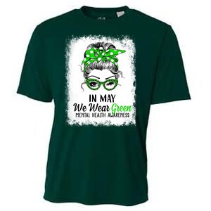 In May We Wear Green Mental Health Awareness Messy Bun Cooling Performance Crew T-Shirt