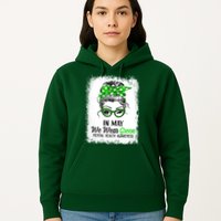 In May We Wear Green Mental Health Awareness Messy Bun Hoodie
