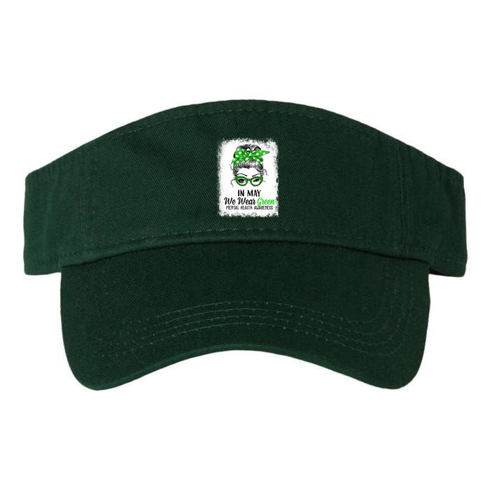 In May We Wear Green Mental Health Awareness Messy Bun Visor