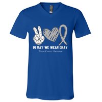 In May We Wear Gray Brain Cancer Awareness Month Meaningful Gift V-Neck T-Shirt