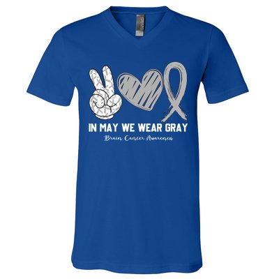 In May We Wear Gray Brain Cancer Awareness Month Meaningful Gift V-Neck T-Shirt