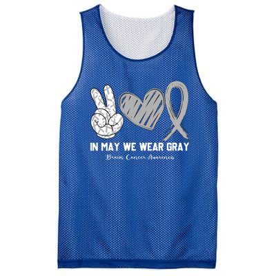 In May We Wear Gray Brain Cancer Awareness Month Meaningful Gift Mesh Reversible Basketball Jersey Tank