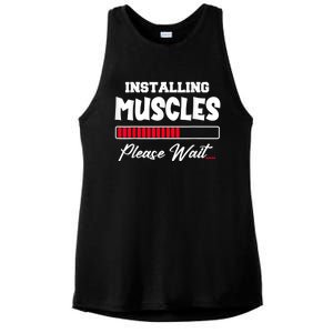 Installing Muscles Weightlifting Funny Fitness Motivation Ladies PosiCharge Tri-Blend Wicking Tank