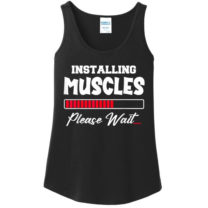 Installing Muscles Weightlifting Funny Fitness Motivation Ladies Essential Tank