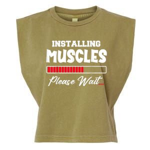 Installing Muscles Weightlifting Funny Fitness Motivation Garment-Dyed Women's Muscle Tee