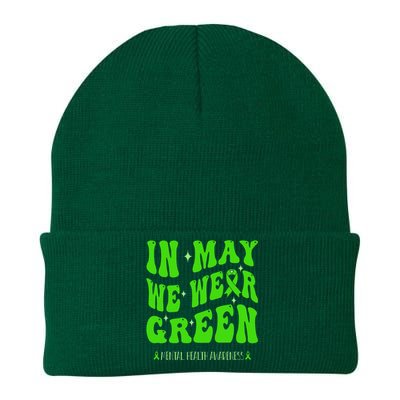 In May We Wear Green Mental Health Awareness Knit Cap Winter Beanie