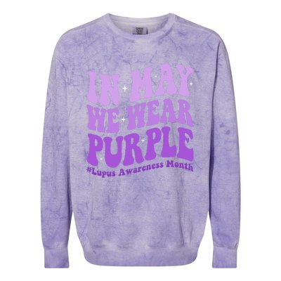 In May We Wear Purple Lupus Awareness Month Groovy  Colorblast Crewneck Sweatshirt