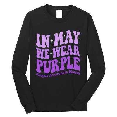 In May We Wear Purple Lupus Awareness Month Groovy  Long Sleeve Shirt