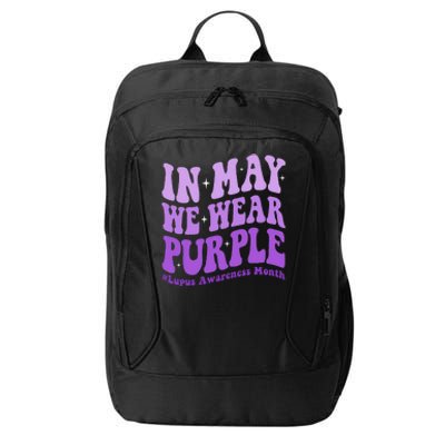 In May We Wear Purple Lupus Awareness Month Groovy  City Backpack