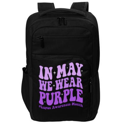 In May We Wear Purple Lupus Awareness Month Groovy  Impact Tech Backpack