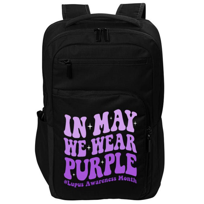 In May We Wear Purple Lupus Awareness Month Groovy  Impact Tech Backpack