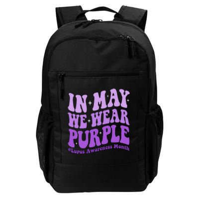 In May We Wear Purple Lupus Awareness Month Groovy  Daily Commute Backpack