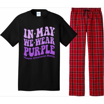 In May We Wear Purple Lupus Awareness Month Groovy  Pajama Set