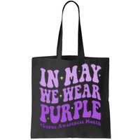 In May We Wear Purple Lupus Awareness Month Groovy  Tote Bag