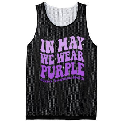 In May We Wear Purple Lupus Awareness Month Groovy  Mesh Reversible Basketball Jersey Tank