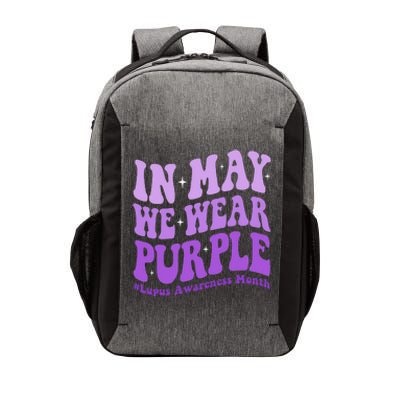 In May We Wear Purple Lupus Awareness Month Groovy  Vector Backpack