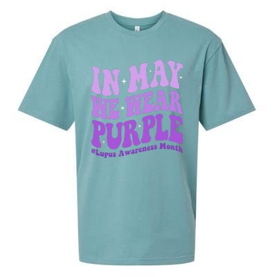 In May We Wear Purple Lupus Awareness Month Groovy  Sueded Cloud Jersey T-Shirt