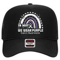 In May We Wear Purple Lupus Awareness Month ribbon 's High Crown Mesh Back Trucker Hat