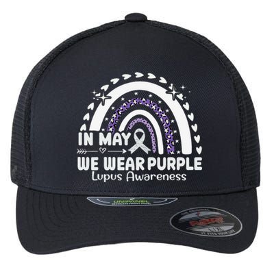 In May We Wear Purple Lupus Awareness Month ribbon 's Flexfit Unipanel Trucker Cap