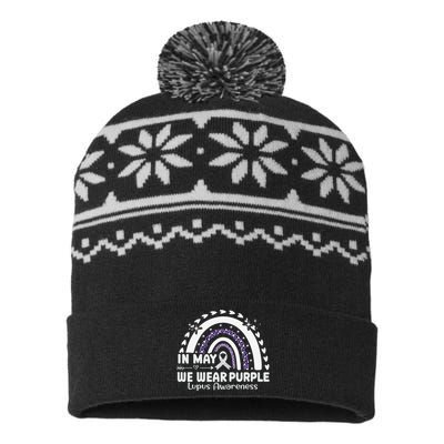 In May We Wear Purple Lupus Awareness Month ribbon 's USA-Made Snowflake Beanie