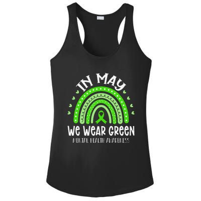 In May We Wear Green Mental Health Awareness Ladies PosiCharge Competitor Racerback Tank