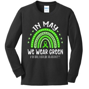 In May We Wear Green Mental Health Awareness Kids Long Sleeve Shirt