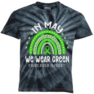 In May We Wear Green Mental Health Awareness Kids Tie-Dye T-Shirt