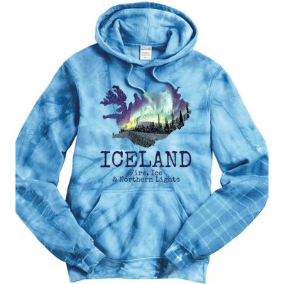 Iceland Map with Fire Tie Dye Hoodie