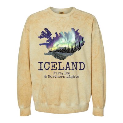 Iceland Map with Fire Colorblast Crewneck Sweatshirt