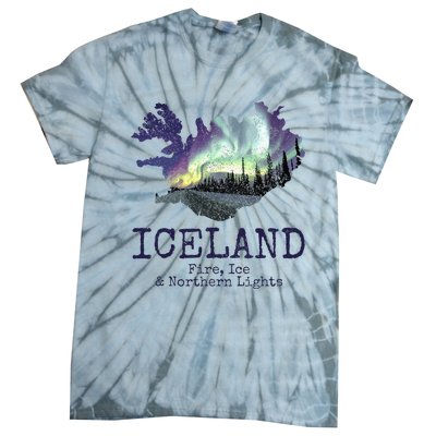 Iceland Map with Fire Tie-Dye T-Shirt