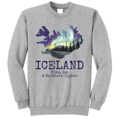 Iceland Map with Fire Tall Sweatshirt