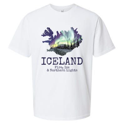 Iceland Map with Fire Sueded Cloud Jersey T-Shirt