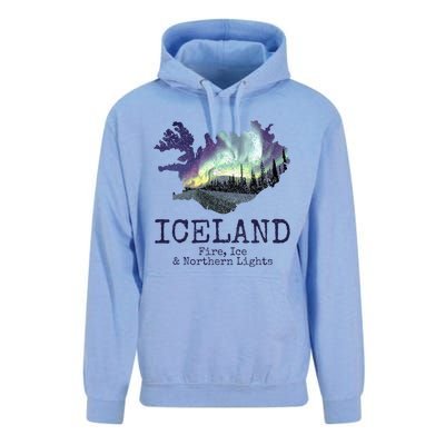 Iceland Map with Fire Unisex Surf Hoodie