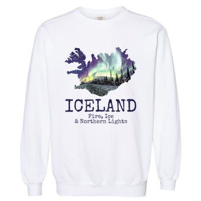 Iceland Map with Fire Garment-Dyed Sweatshirt