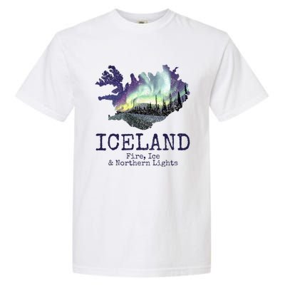 Iceland Map with Fire Garment-Dyed Heavyweight T-Shirt