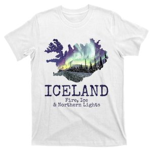 Iceland Map with Fire T-Shirt