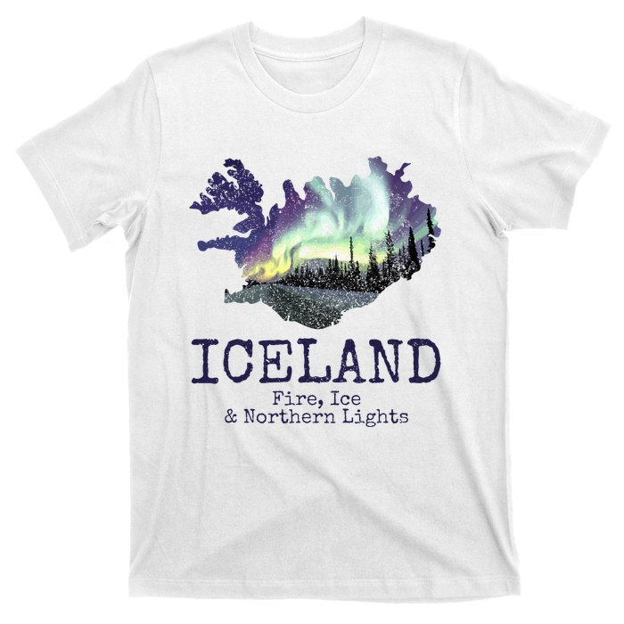 Iceland Map with Fire T-Shirt