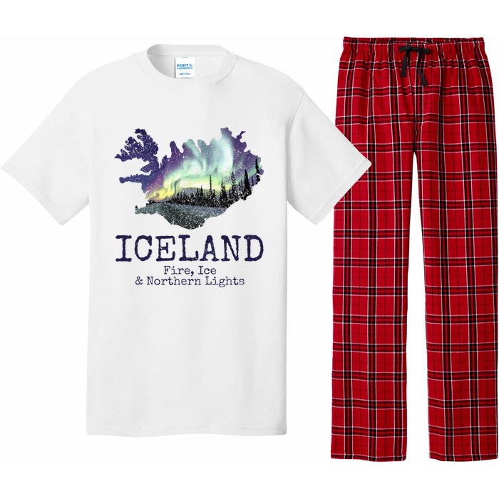 Iceland Map with Fire Pajama Set