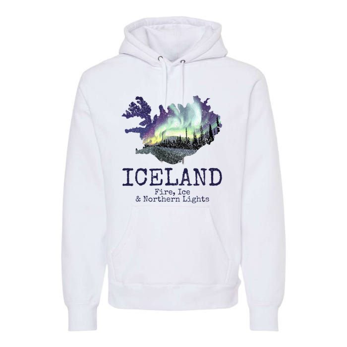 Iceland Map with Fire Premium Hoodie