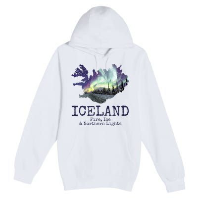 Iceland Map with Fire Premium Pullover Hoodie