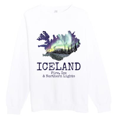 Iceland Map with Fire Premium Crewneck Sweatshirt