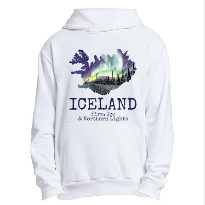 Iceland Map with Fire Urban Pullover Hoodie