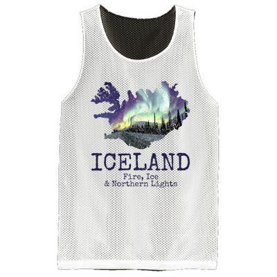 Iceland Map with Fire Mesh Reversible Basketball Jersey Tank