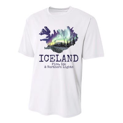 Iceland Map with Fire Performance Sprint T-Shirt