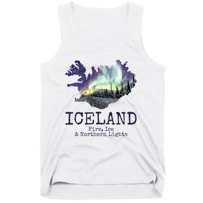 Iceland Map with Fire Tank Top