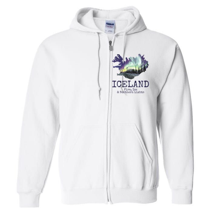 Iceland Map with Fire Full Zip Hoodie