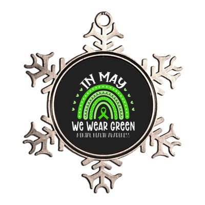 In May We Wear Green Mental Health Awareness Metallic Star Ornament