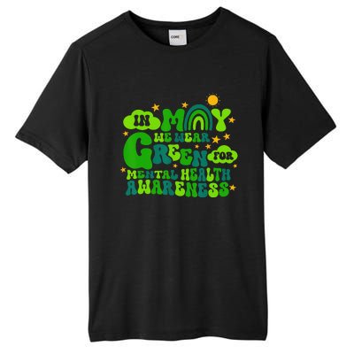 In May We Wear Green Retro Mental Health Awareness Month Tall Fusion ChromaSoft Performance T-Shirt