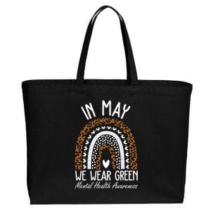 In May We Wear Green Mental Health Awareness Rainbow Cotton Canvas Jumbo Tote