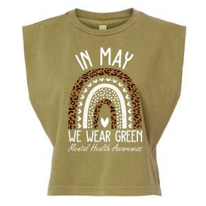 In May We Wear Green Mental Health Awareness Rainbow Garment-Dyed Women's Muscle Tee